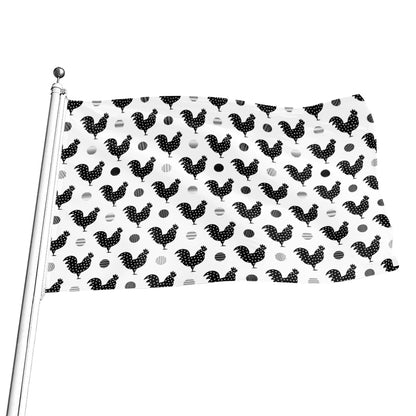 Polka Dot Rooster Pattern Print Flag
