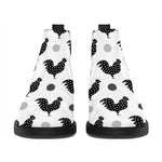 Polka Dot Rooster Pattern Print Flat Ankle Boots