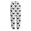 Polka Dot Rooster Pattern Print Fleece Lined Knit Pants