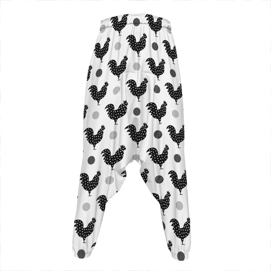 Polka Dot Rooster Pattern Print Hammer Pants
