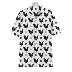 Polka Dot Rooster Pattern Print Hawaiian Shirt