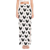 Polka Dot Rooster Pattern Print High Slit Maxi Skirt