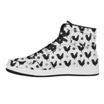 Polka Dot Rooster Pattern Print High Top Leather Sneakers
