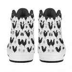 Polka Dot Rooster Pattern Print High Top Leather Sneakers