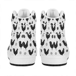 Polka Dot Rooster Pattern Print High Top Leather Sneakers