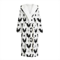 Polka Dot Rooster Pattern Print Hooded Bathrobe