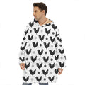 Polka Dot Rooster Pattern Print Hoodie Blanket