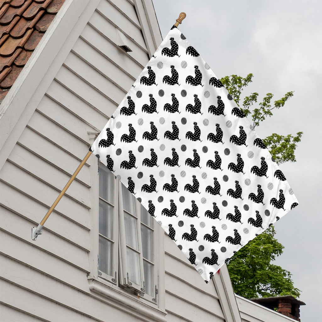 Polka Dot Rooster Pattern Print House Flag