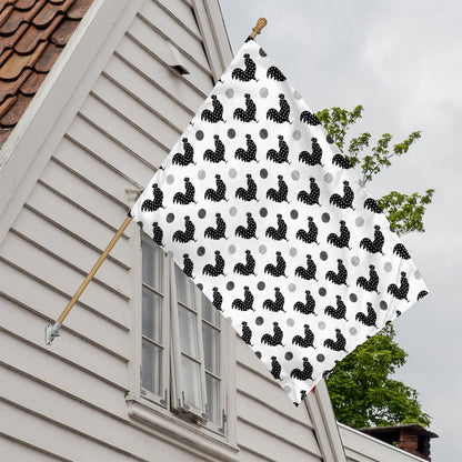 Polka Dot Rooster Pattern Print House Flag
