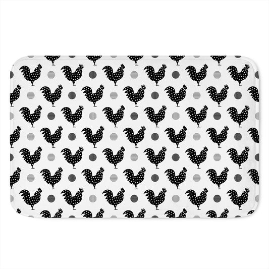 Polka Dot Rooster Pattern Print Indoor Door Mat