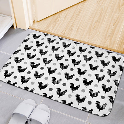Polka Dot Rooster Pattern Print Indoor Door Mat