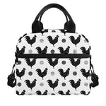 Polka Dot Rooster Pattern Print Insulated Lunch Bag