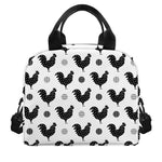Polka Dot Rooster Pattern Print Insulated Lunch Bag