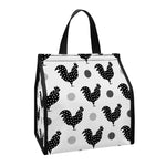 Polka Dot Rooster Pattern Print Insulated Lunch Tote