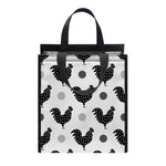 Polka Dot Rooster Pattern Print Insulated Lunch Tote