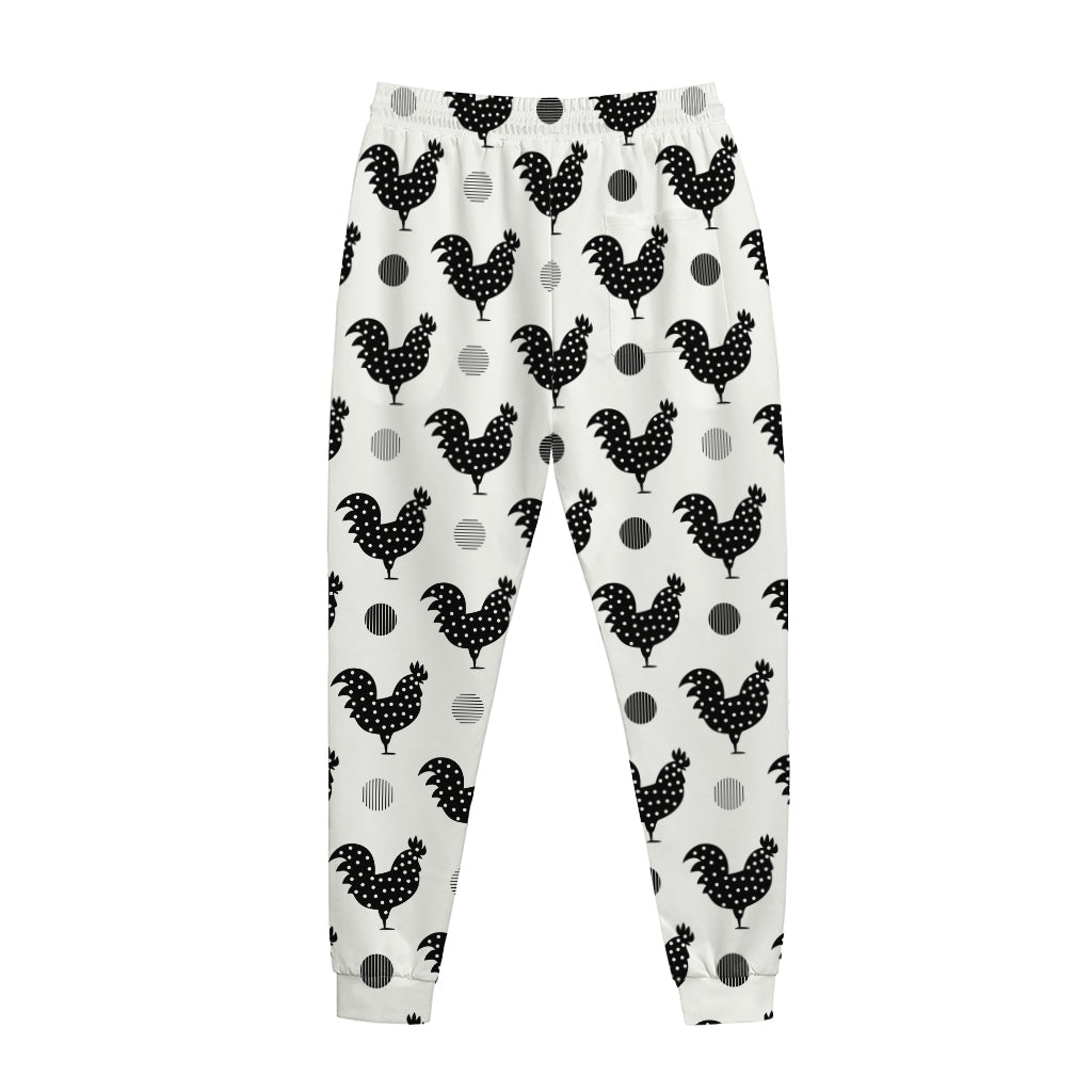 Polka Dot Rooster Pattern Print Jogger Pants