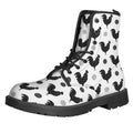 Polka Dot Rooster Pattern Print Lace-Up Boots