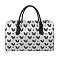 Polka Dot Rooster Pattern Print Leather Duffel Bag