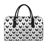 Polka Dot Rooster Pattern Print Leather Duffle Bag