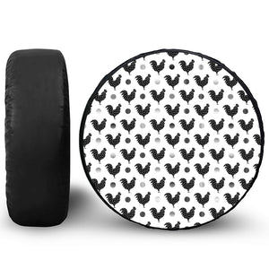 Polka Dot Rooster Pattern Print Leather Spare Tire Cover