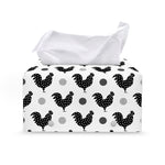Polka Dot Rooster Pattern Print Leather Tissue Box Cover