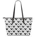 Polka Dot Rooster Pattern Print Leather Tote Bag With Zipper