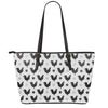 Polka Dot Rooster Pattern Print Leather Tote Bag