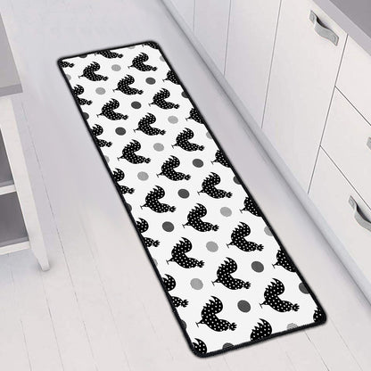 Polka Dot Rooster Pattern Print Long Kitchen Mat