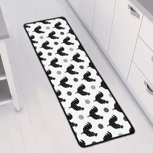 Polka Dot Rooster Pattern Print Long Kitchen Mat