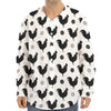 Polka Dot Rooster Pattern Print Long Sleeve Baseball Jersey