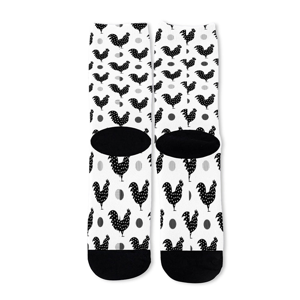 Polka Dot Rooster Pattern Print Long Socks