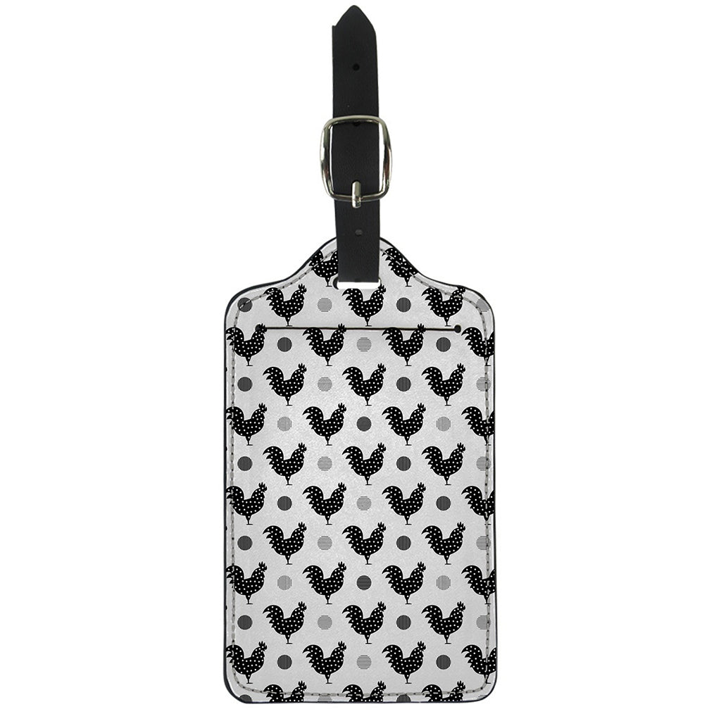 Polka Dot Rooster Pattern Print Luggage Tag