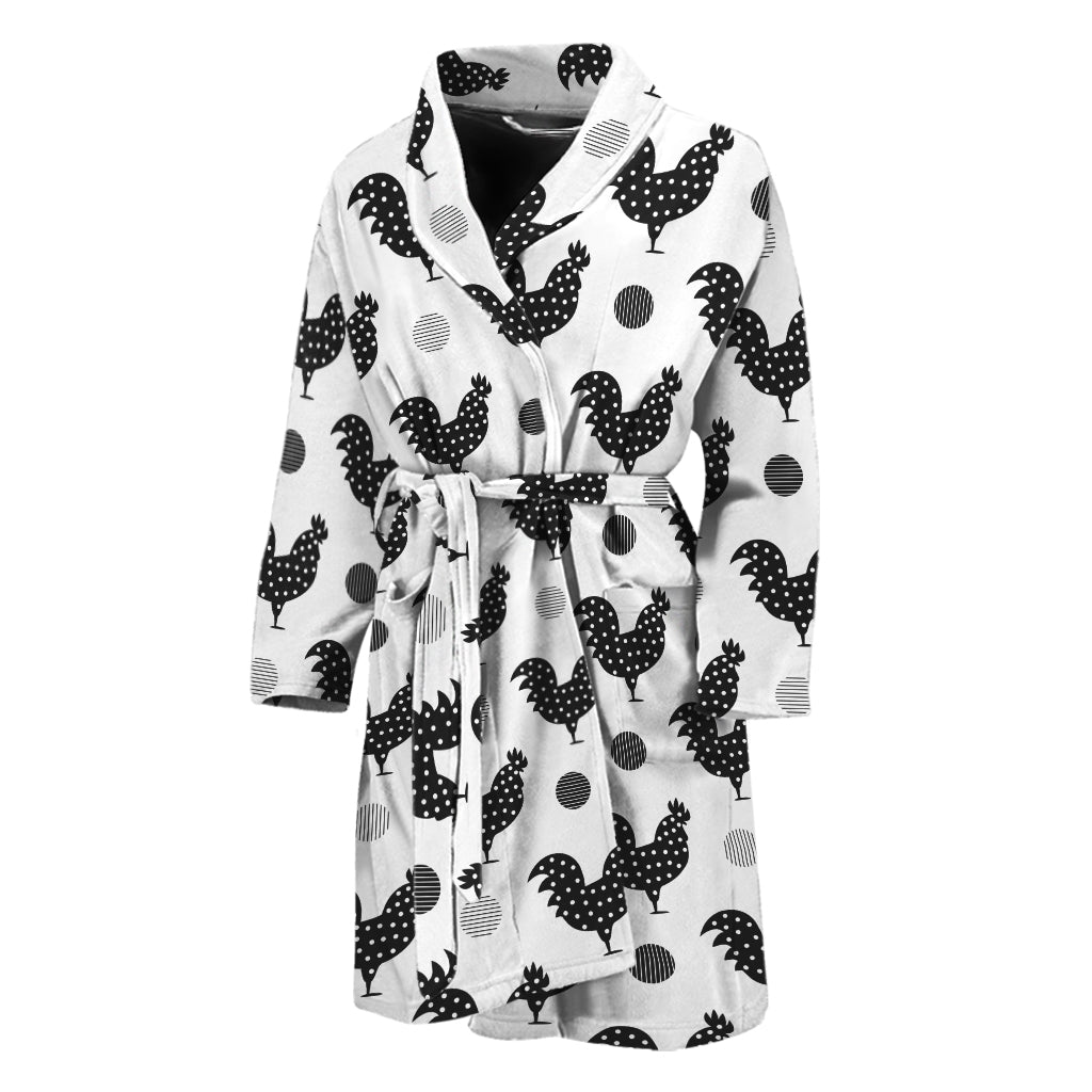 Polka Dot Rooster Pattern Print Men's Bathrobe