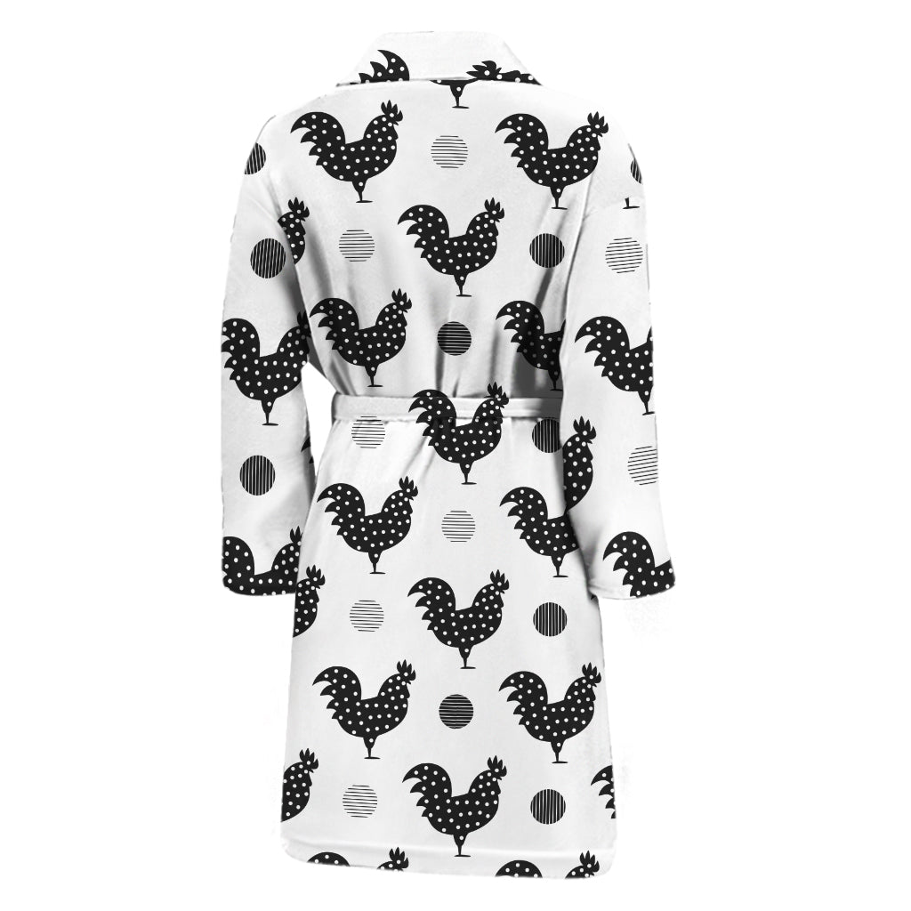 Polka Dot Rooster Pattern Print Men's Bathrobe