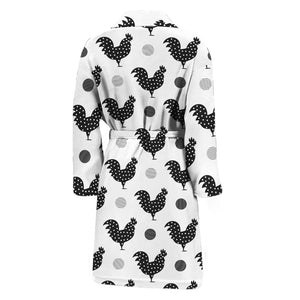 Polka Dot Rooster Pattern Print Men's Bathrobe