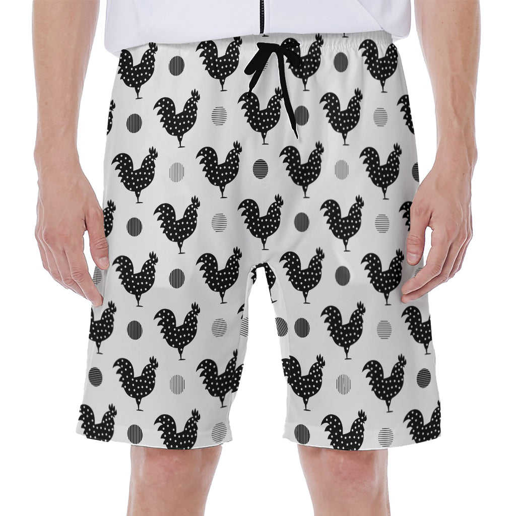 Polka Dot Rooster Pattern Print Men's Beach Shorts