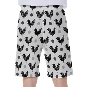 Polka Dot Rooster Pattern Print Men's Beach Shorts