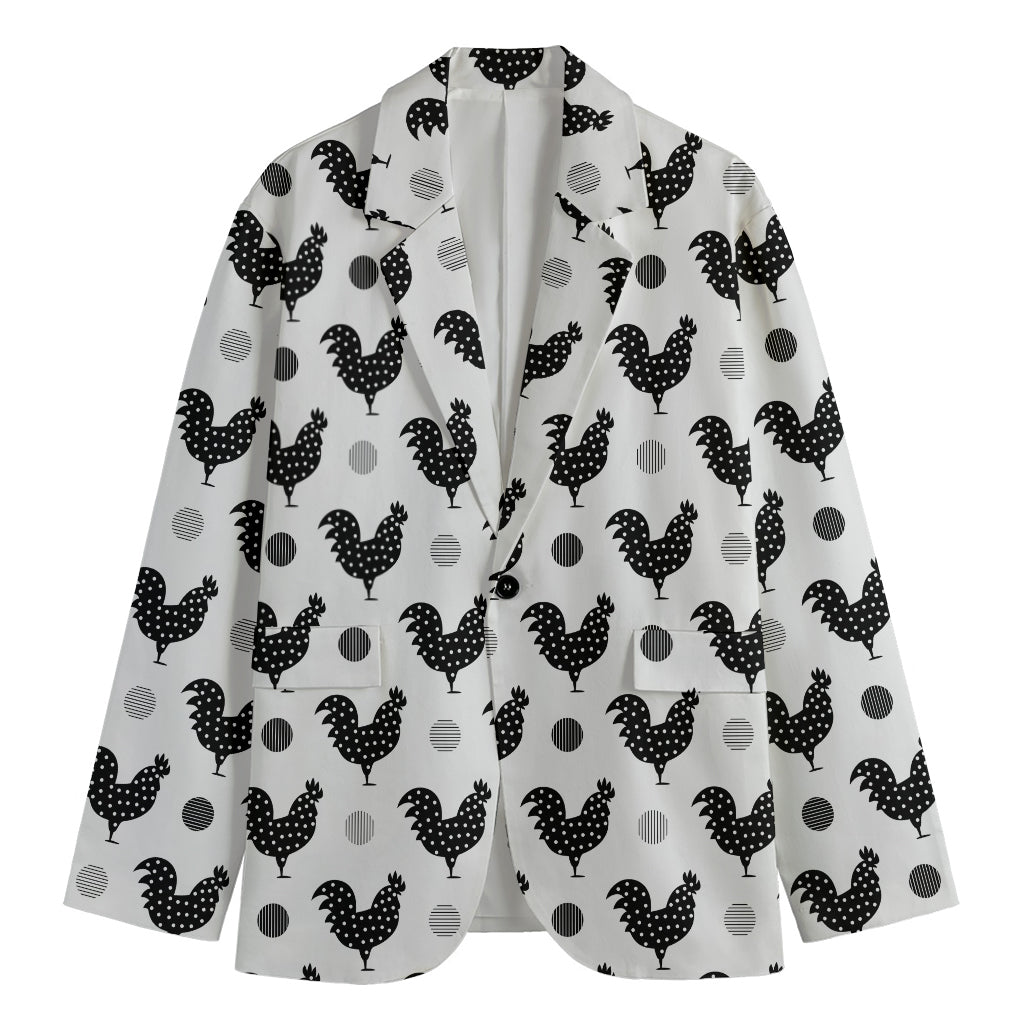 Polka Dot Rooster Pattern Print Men's Blazer