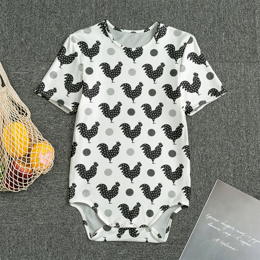 Polka Dot Rooster Pattern Print Men's Bodysuit