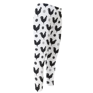 Polka Dot Rooster Pattern Print Men's Compression Pants