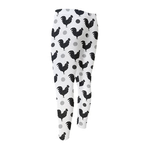 Polka Dot Rooster Pattern Print Men's Compression Pants