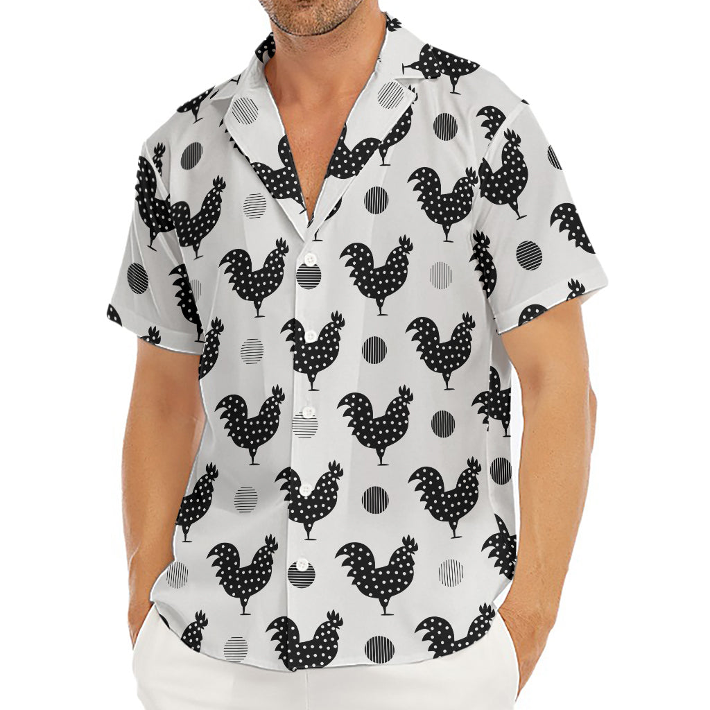 Polka Dot Rooster Pattern Print Men's Deep V-Neck Shirt