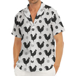 Polka Dot Rooster Pattern Print Men's Deep V-Neck Shirt