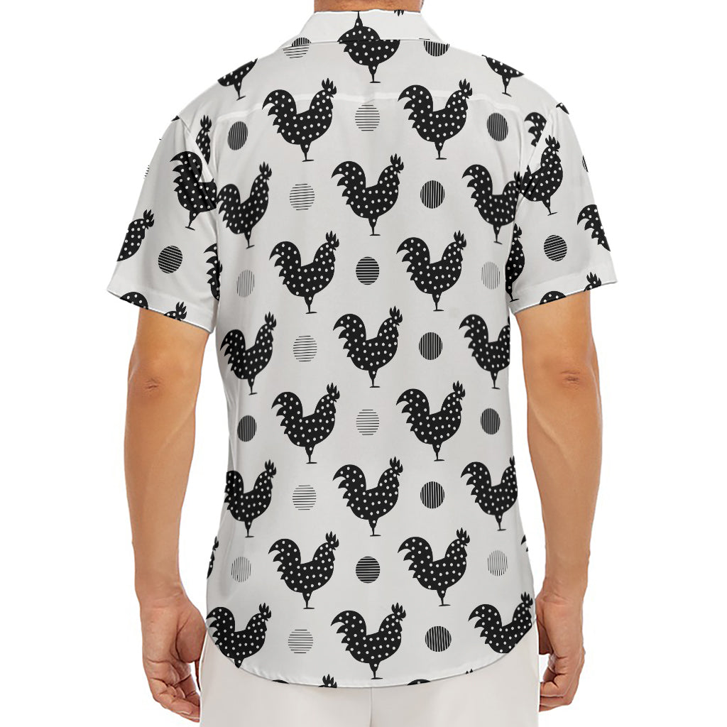 Polka Dot Rooster Pattern Print Men's Deep V-Neck Shirt