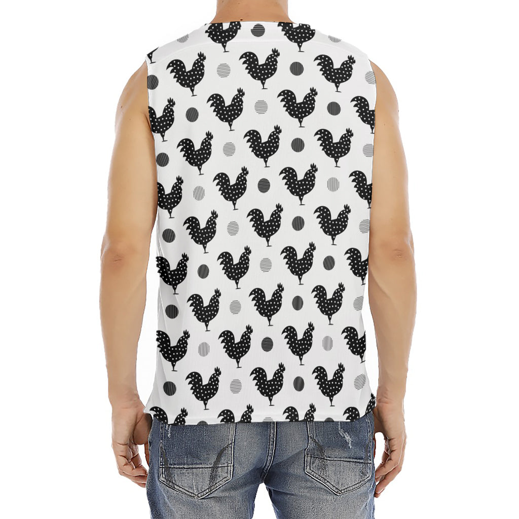 Polka Dot Rooster Pattern Print Men's Fitness Tank Top