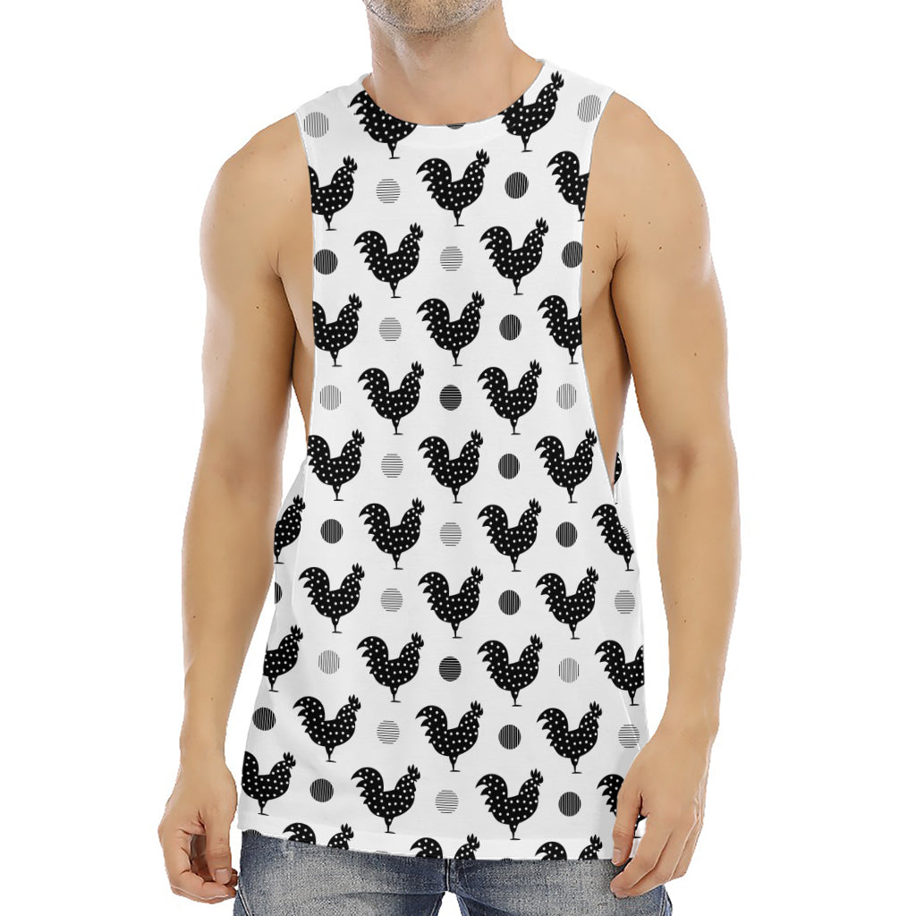 Polka Dot Rooster Pattern Print Men's Muscle Tank Top