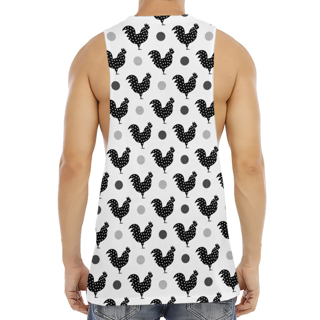 Polka Dot Rooster Pattern Print Men's Muscle Tank Top