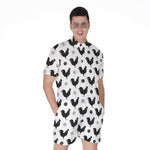 Polka Dot Rooster Pattern Print Men's Rompers