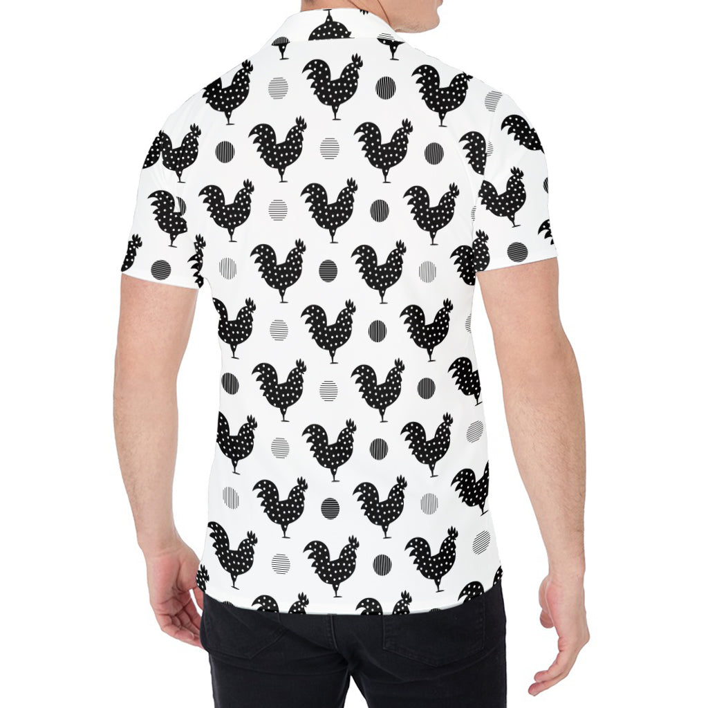 Polka Dot Rooster Pattern Print Men's Shirt