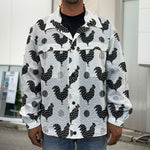 Polka Dot Rooster Pattern Print Men's Shirt Jacket